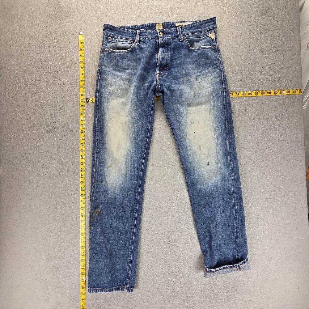 Red Seal by Replay Jeans Mens 34x32 Blue Selvedge Thrashed Made in Italy